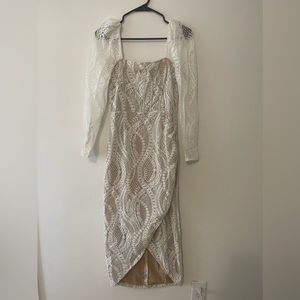 Saylor White Lace Midi Dress